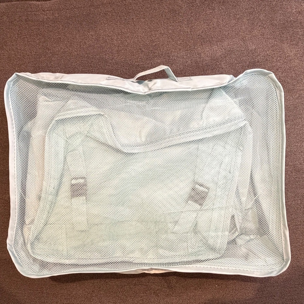 8 Piece Travel Packing Cube Set Luggage Organizers Mesh Light Blue Toiletry Bags